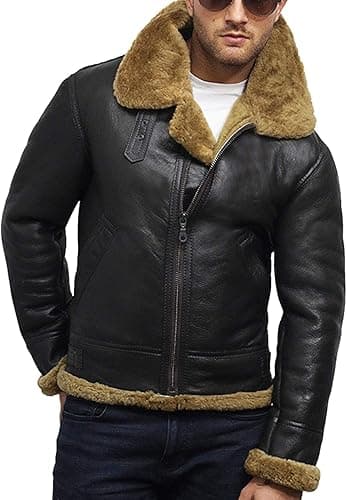 Pairo Men's Brown B3 Shearling Bomber Jacket