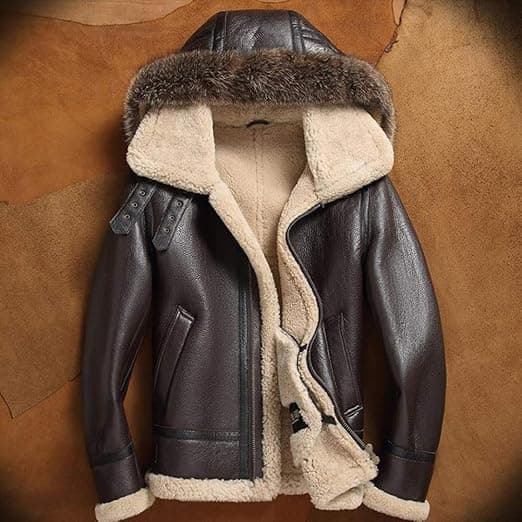 Pairo Men's Hooded B3 Shearling Jacket