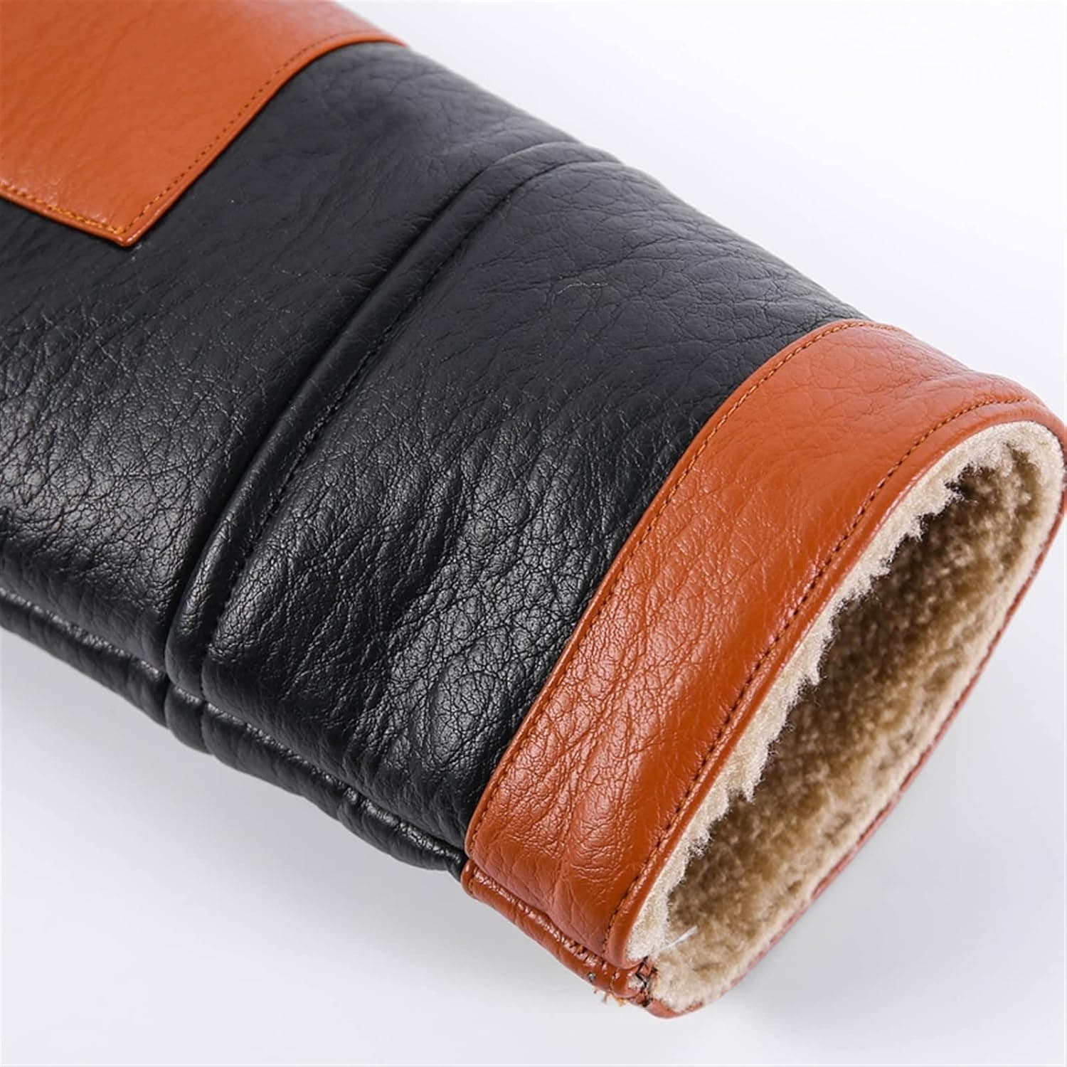 Pairo Men's Black Orange Shearling Leather Jacket B3 Bomber thumbnail 6