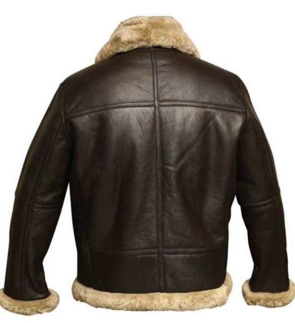 Pairo Men's Dark Brown Shearling Leather Jacket B3 Bomber thumbnail 4