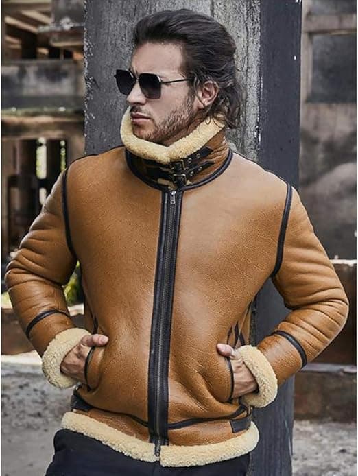 Men Shearling Bomber Jacket