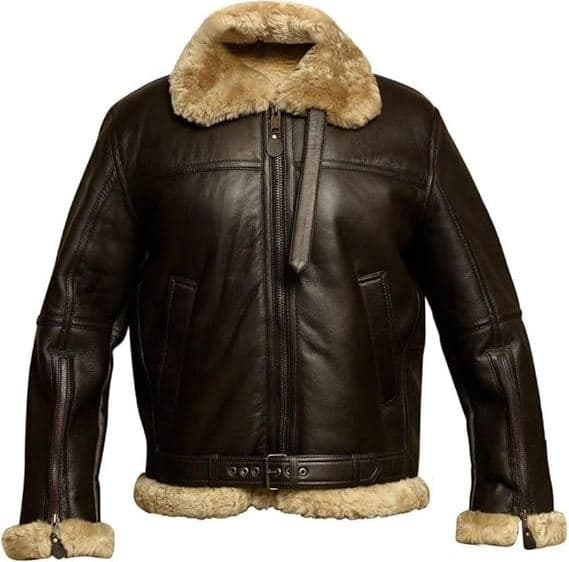Pairo Men's Dark Brown Shearling Leather Jacket B3 Bomber